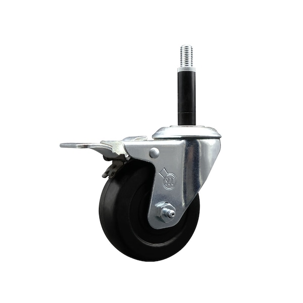 3.5'' SS Hard Rubber Swivel 3/4'' Expand Stem Caster Total Lock Brake